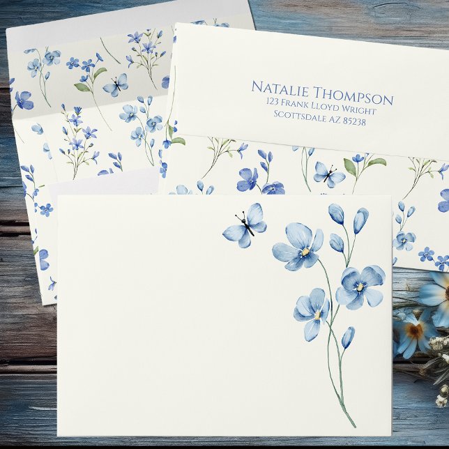 Personalized Dusty Blue Wildflower Bridal Shower Envelope (Creator Uploaded)