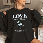 Personalized Dusty Blue Wildflower Bridal Shower Sweatshirt<br><div class="desc">Get ready to celebrate in style with our Personalized Dusty Blue Wildflower Bridal Shower Sweatshirt! Designed for her bridal party, these sweatshirts feature a beautiful vintage botanical print of wildflowers in a soft dusty blue shade. Perfect for a spring or summer wedding, these sweatshirts embody the beauty of love in...</div>