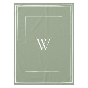 Personalized dusty green initial tablecloth