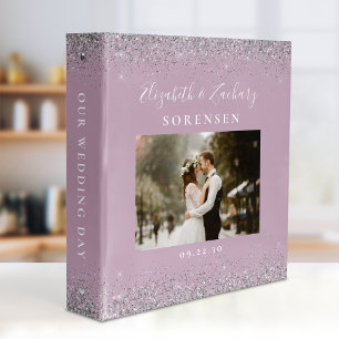 Personalized Dusty Lilac Silver Glitter Photo Binder