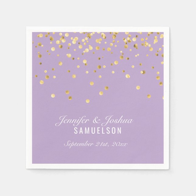 Personalized DUSTY MAUVE Gold Confetti Wedding Napkin (Front)