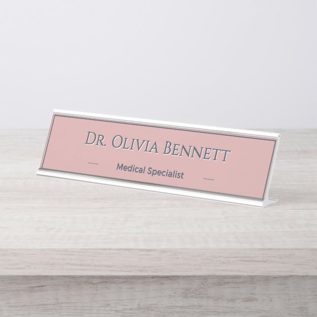 Personalized Dusty Rose Charcoal Name Plate (Front)