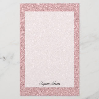 Personalized Dusty Rose Glitter Stationery