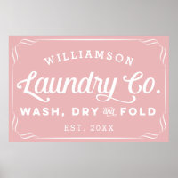 Personalized Dusty Rose Laundry Wash Dry Fold Sign