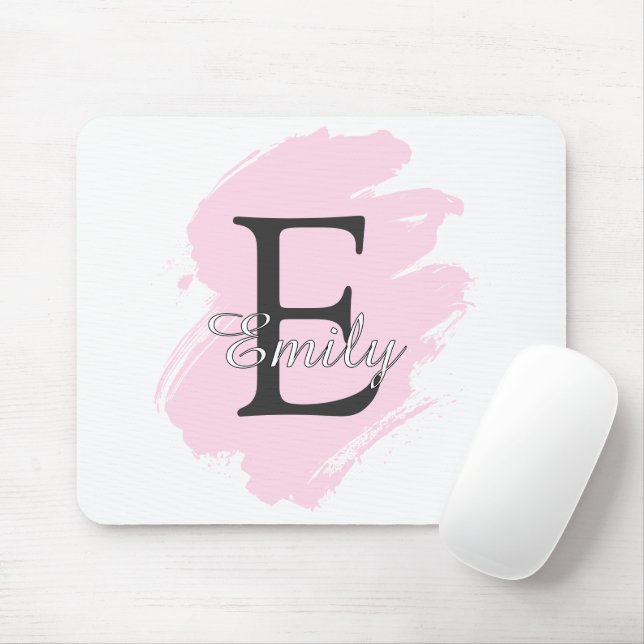 Personalized Dusty Rose Monogram Mouse Pad (With Mouse)