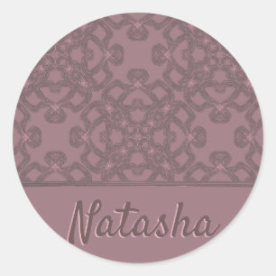 Personalized Dusty Rose Pattern Classic Round Sticker