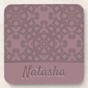 Personalized Dusty Rose Pattern Coaster