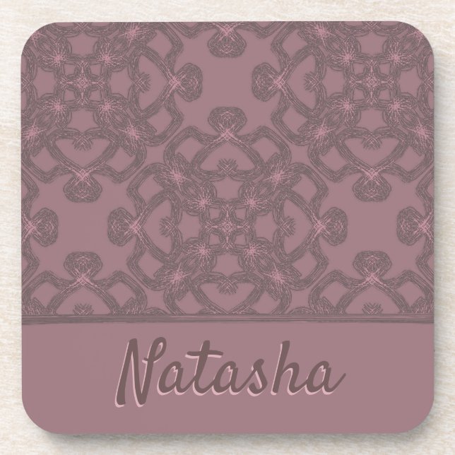 Personalized Dusty Rose Pattern Coaster (Front)