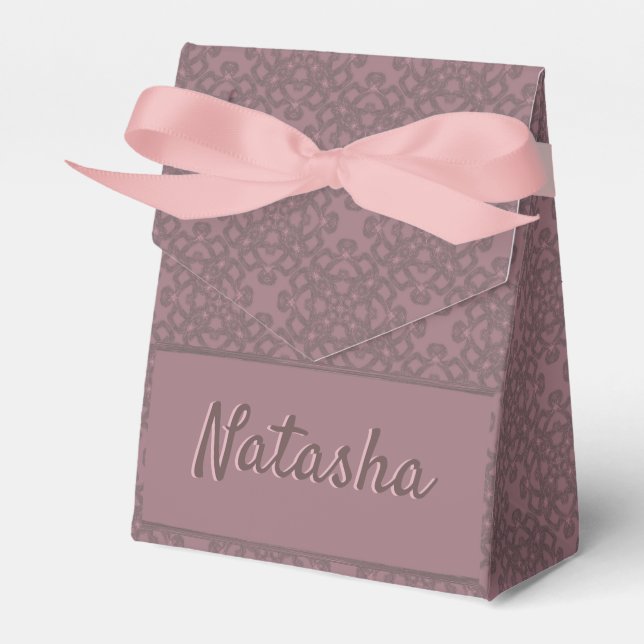 Personalized Dusty Rose Pattern Favor Box (Front Side)