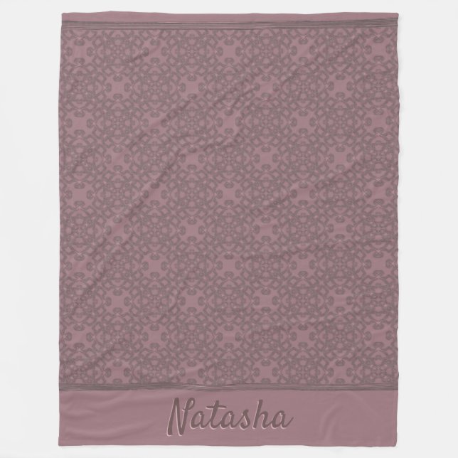 Personalized Dusty Rose Pattern Fleece Blanket (Front)