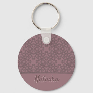 Personalized Dusty Rose Pattern Keychain