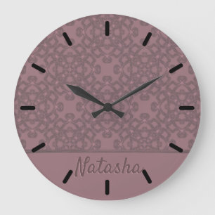 Personalized Dusty Rose Pattern Large Clock