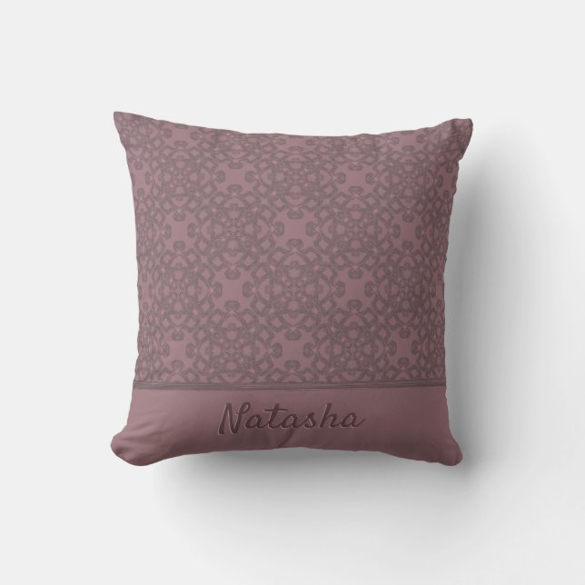 Personalized Dusty Rose Pattern Throw Pillow (Front)