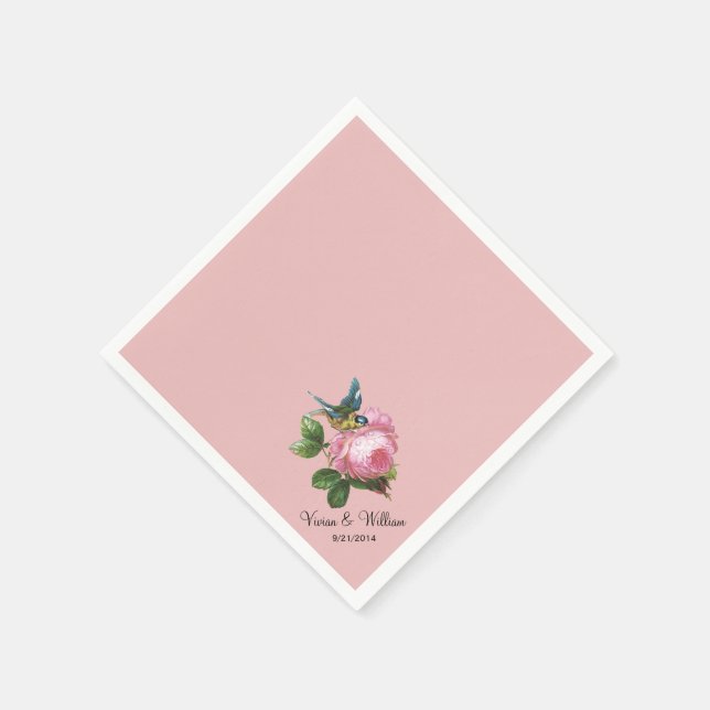 Personalized Dusty Rose Wedding Napkins (Corner)