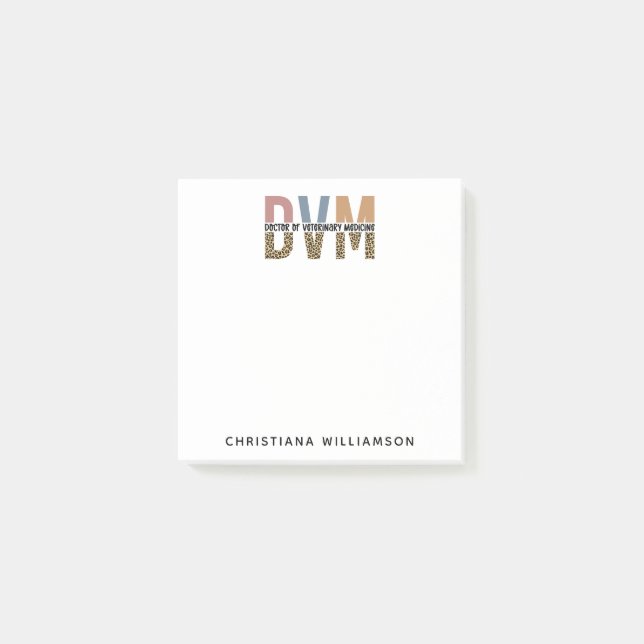 Personalized DVM Doctor of Veterinary Medicine Post-it Notes (Front)