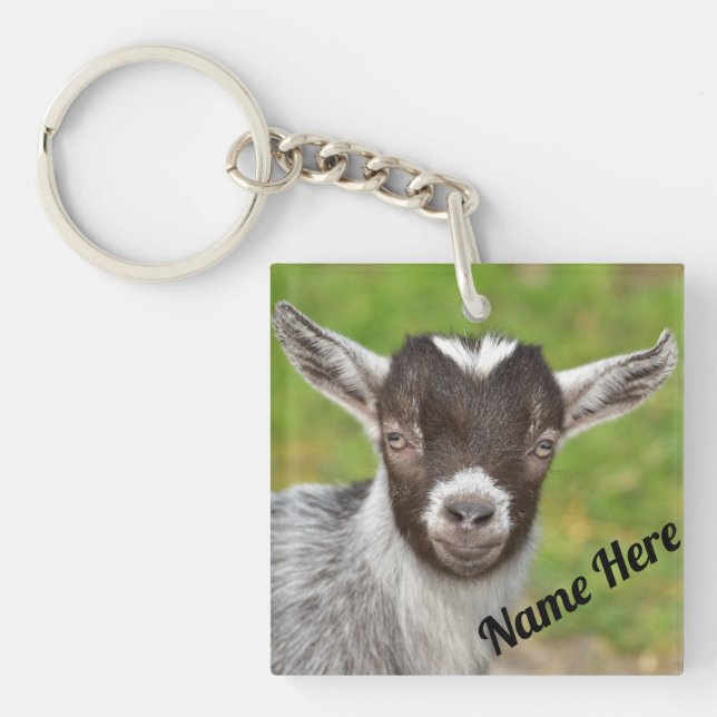 Personalized Dwarf Goat Kid Keychain (Front)