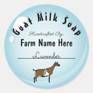 Personalized Dwarf Goat Milk Soap Blue Bubble Classic Round Sticker