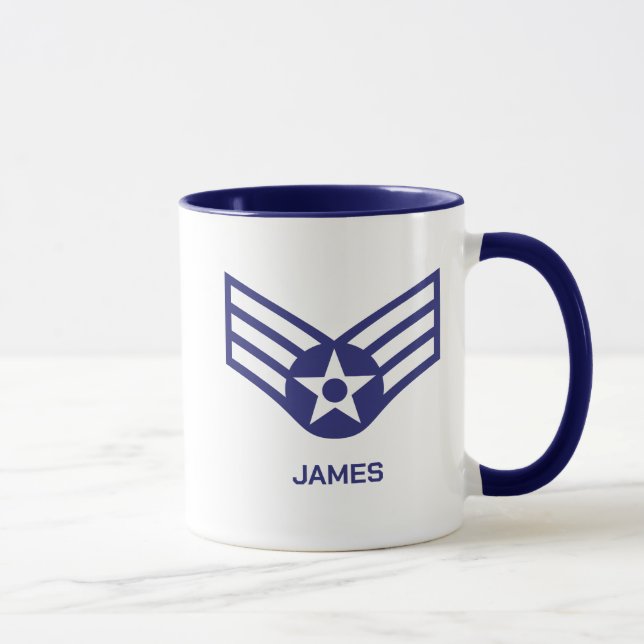 Personalized E-4 Senior Airman Rank Air Force  Mug (Right)