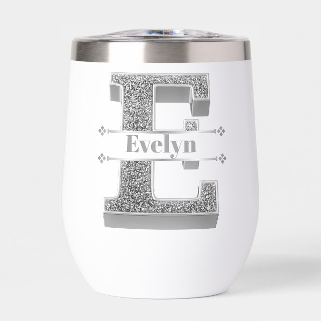 Personalized E Initial Silver Monogram Your Name (Front)