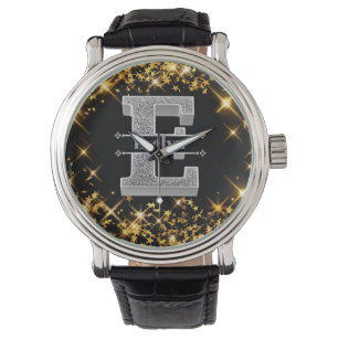 Personalized E Initial Silver Monogram Your Name Watch