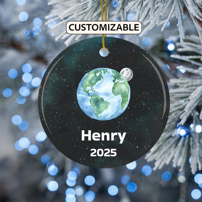 Personalized Earth Ornament, Solar System, Planet Ceramic Ornament (Creator Uploaded)