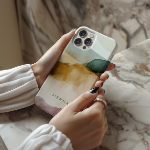 Personalized Earth Tone Abstract Watercolor  iPhone 15 Pro Case