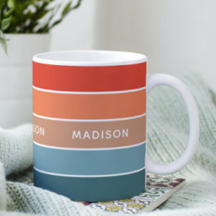 Personalized Earth Tone Colorblock Name Mug