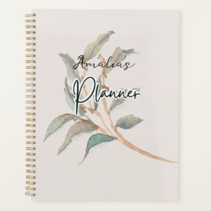 Personalized earthy background watercolor script planner