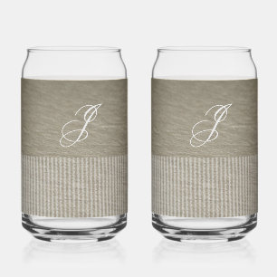 Personalized Earthy Brown Kaki  Set Can Glass