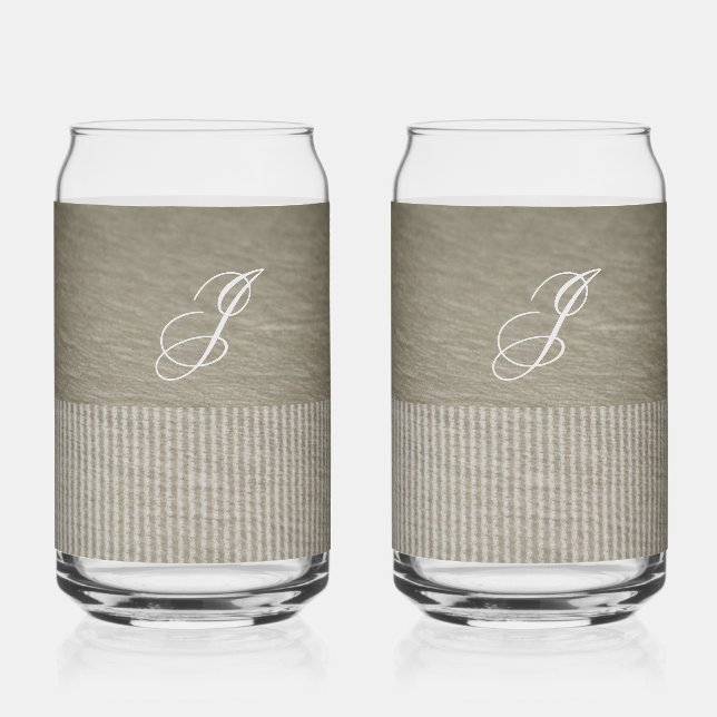 Personalized Earthy Brown Kaki  Set Can Glass (Front)