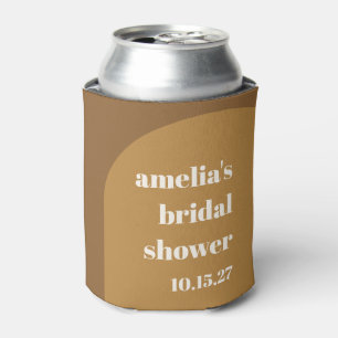 Personalized Earthy Warm Brown Fall Bridal Shower Can Cooler