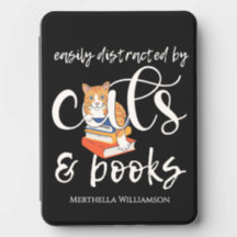 Personalized EASILY DISTRACTED BY CATS AND BOOKS 