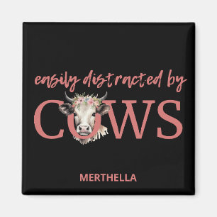 Personalized EASILY DISTRACTED BY COWS Vintage  Magnet