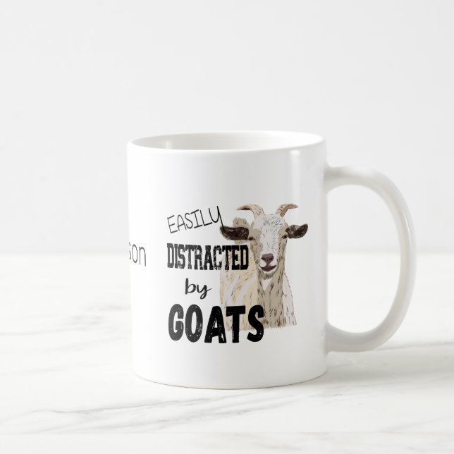 Personalized Easily Distracted By Goats Coffee Mug (Right)