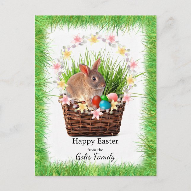 Personalized Easter Basket Holiday Postcard (Front)