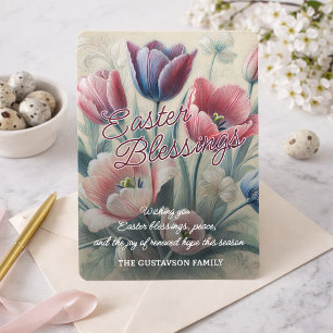 Personalized Easter Blessings Tulips Floral Card