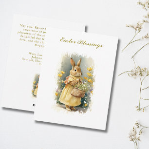 Personalized Easter Blessings Vintage Bunny Holiday Card