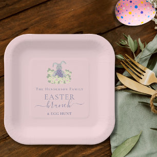 Personalized Easter Brunch and Egg Hunt Pink Paper Plate