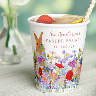 Personalized Easter Brunch Egg Hunt Bunny Floral Paper Cups