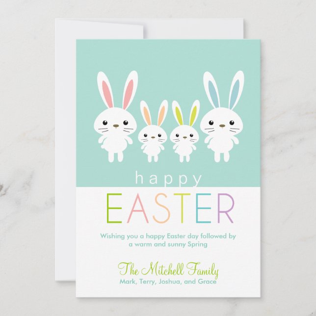 Personalized Easter Bunnies Greeting Card (Front)
