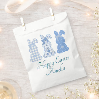 Personalized Easter Bunny Bow Coquette Blue White Favour Bag