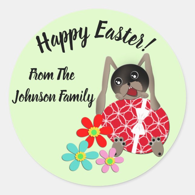 Personalized Easter Bunny Classic Round Sticker (Front)