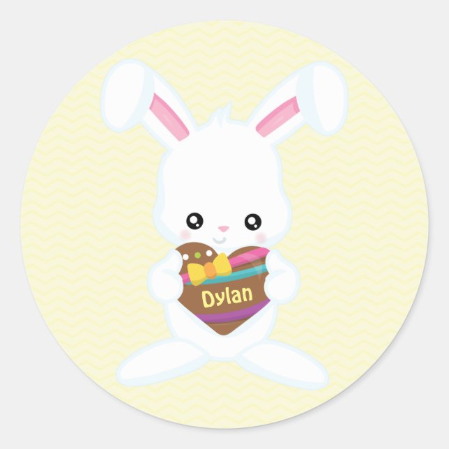 Personalized - Easter Bunny Classic Round Sticker (Front)
