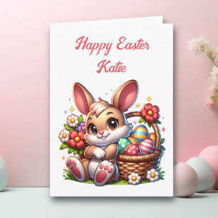 Personalized Easter Bunny + Colouring Page Card