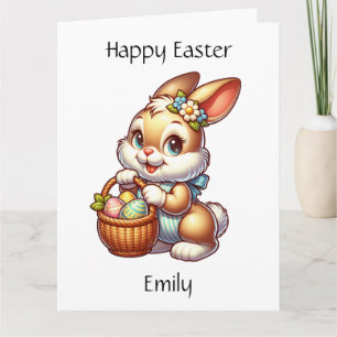 Personalized Easter Bunny + Colouring Page Kid's Card