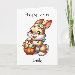 Personalized Easter Bunny + Colouring Page Kid's Card