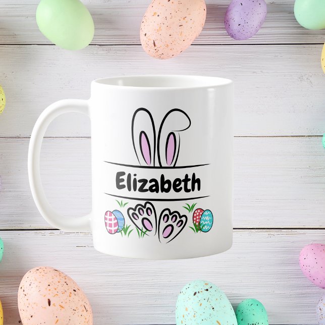 Personalized Easter Bunny Ears Name Coffee Mug (Creator Uploaded)
