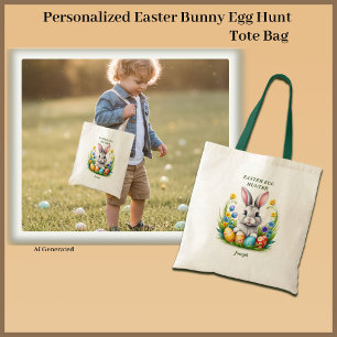 Personalized Easter Bunny Egg Hunt Tote Bag