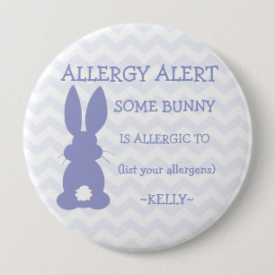 Personalized Easter Bunny Food Allergy Alert 4 Inch Round Button