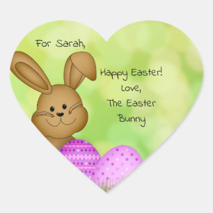 Personalized Easter Bunny Heart Sticker to Kids 